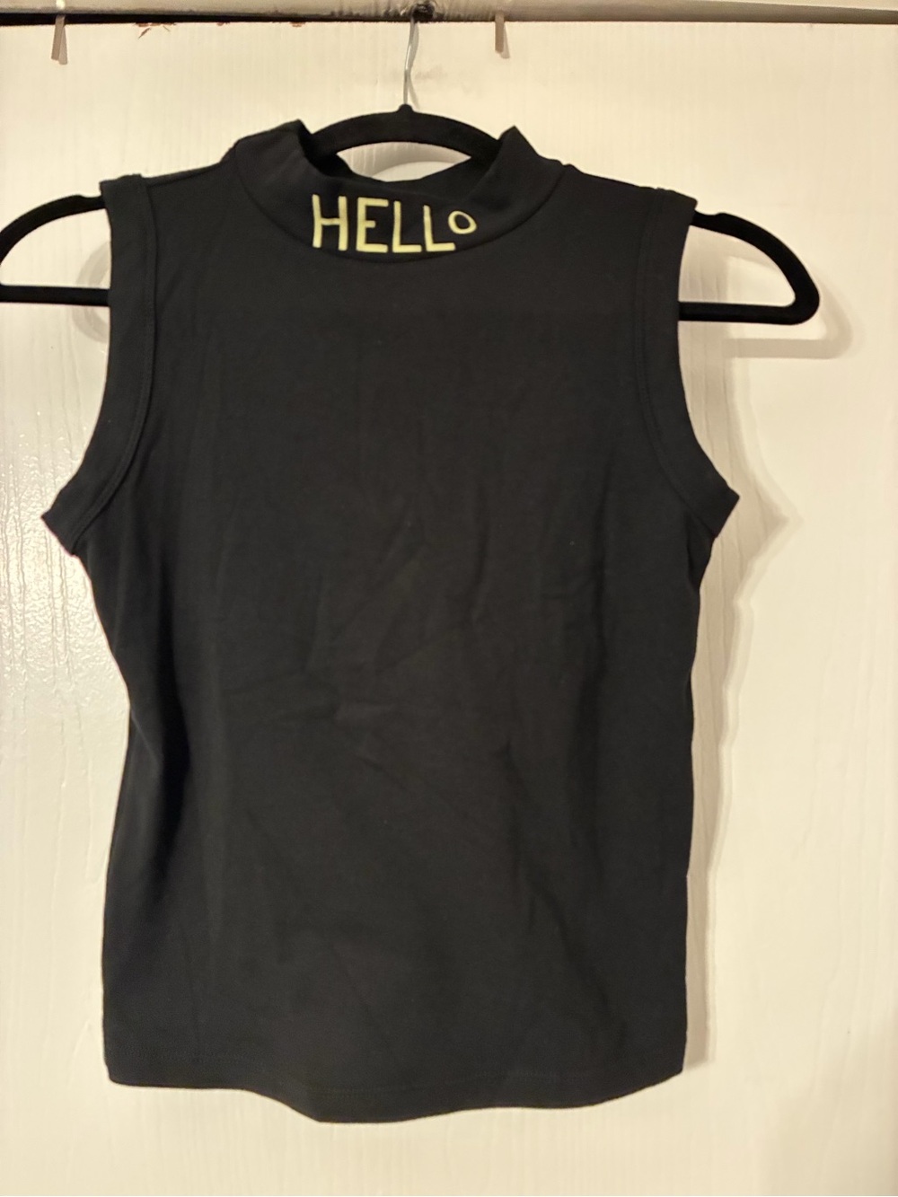 Y2K Women’s XS Hello Black Sleeveless Mock Neck Top
